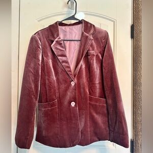 Velvet Blazer Jacket - Purple Wine
